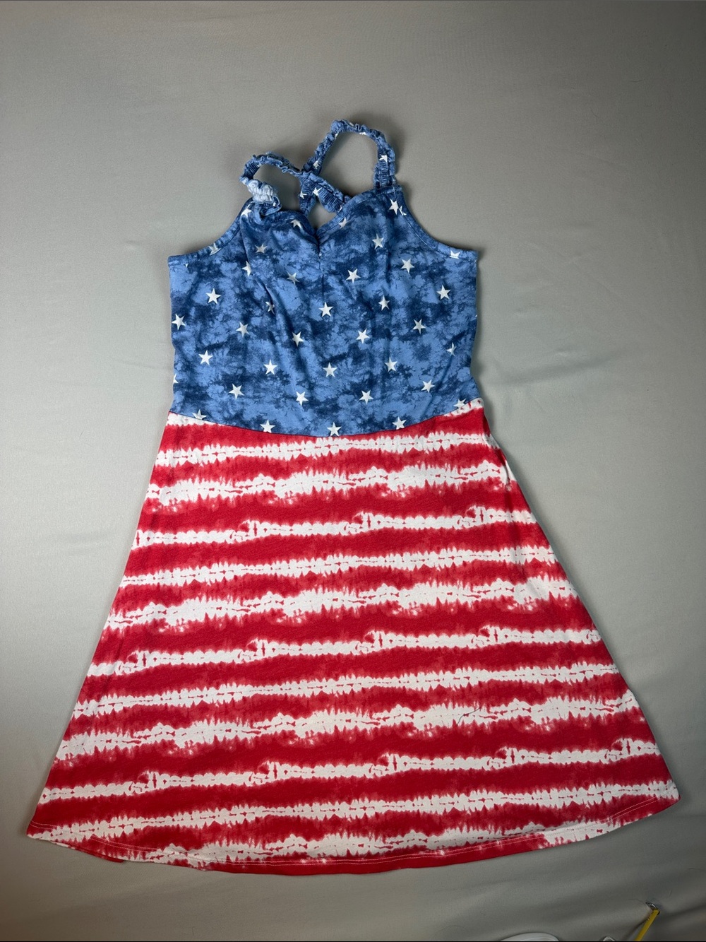 SO Girls Dress Americana Heathered Light Blue Red White XL